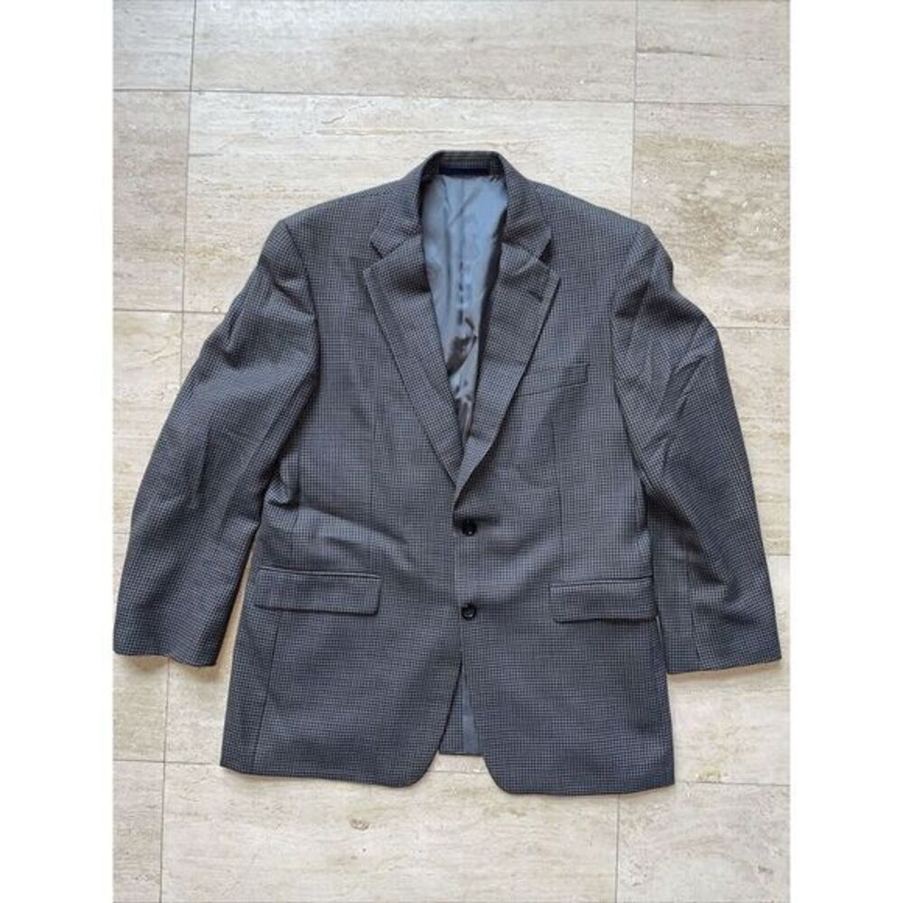 Burberry London Wool‎ Suit Jacket Gray Blue Sz 42R VTG Jacket Kensington